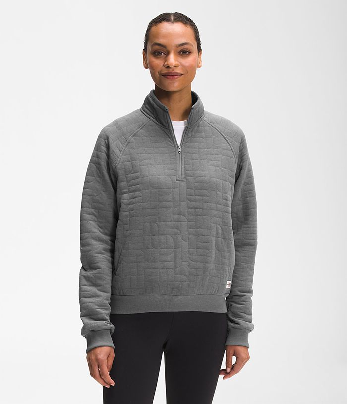 The North Face Womens Pullover Longs Peak Quilted ¼ Zip 039KWSJYA - Grey